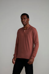 Camisa Polo Manga Longa Malha Slim Fit - Marrom