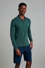 Camisa Polo Manga Longa Malha Slim Fit - Verde