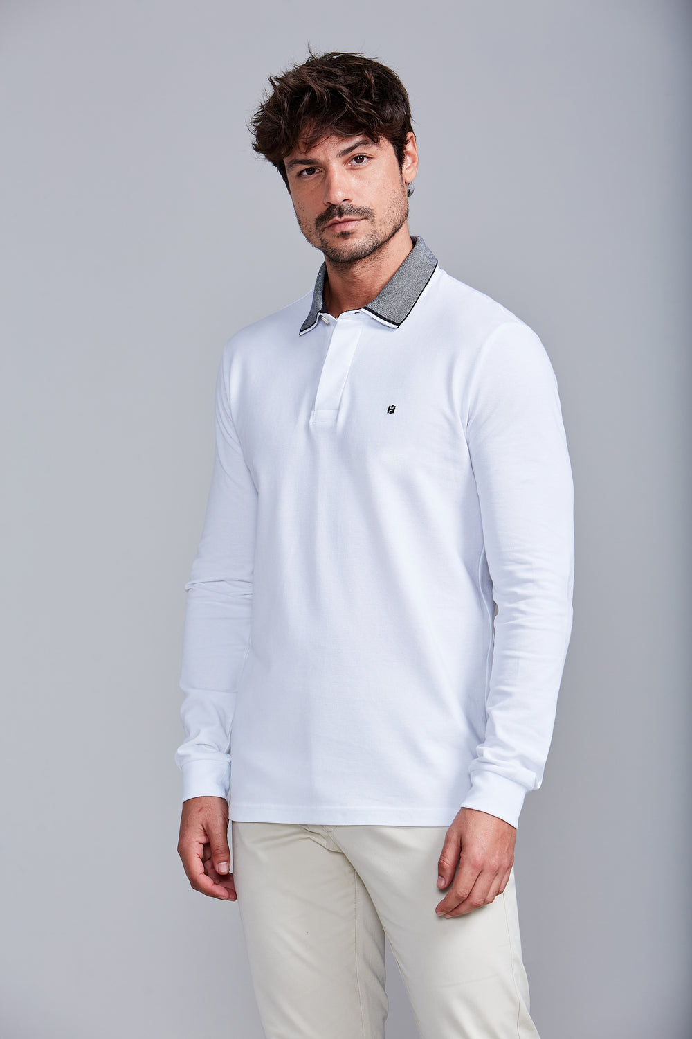 Camisa Polo Manga Longa Piquet Slim Fit