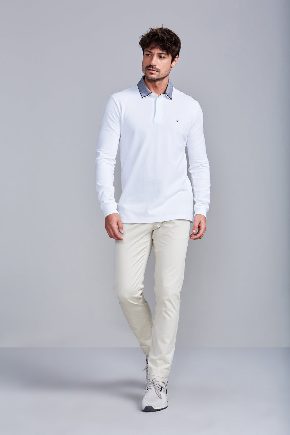 Camisa Polo Manga Longa Piquet Slim Fit