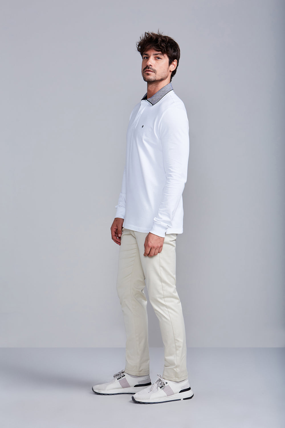 Camisa Polo Manga Longa Piquet Slim Fit