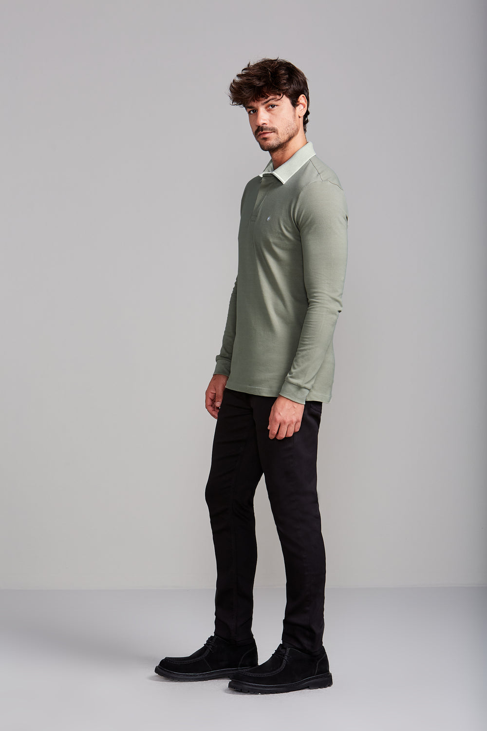 Camisa Polo Manga Longa Piquet Slim Fit