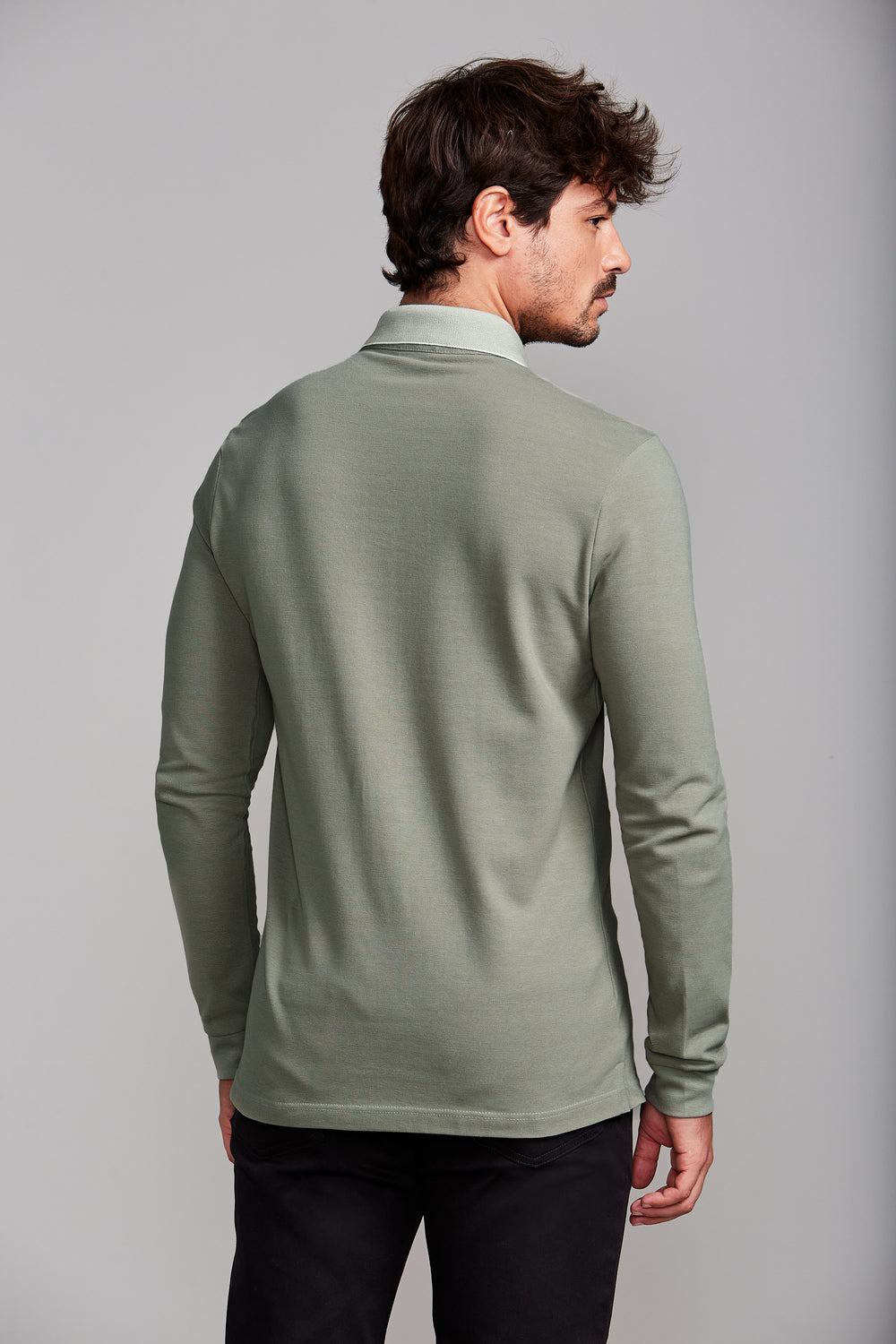 Camisa Polo Manga Longa Piquet Slim Fit