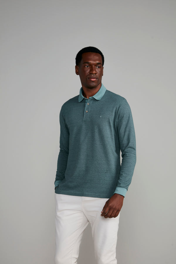 Camisa Polo Manga Longa Malha Comfort - Verde