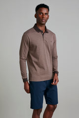 Camisa Polo Manga Longa Malha Comfort - Marrom