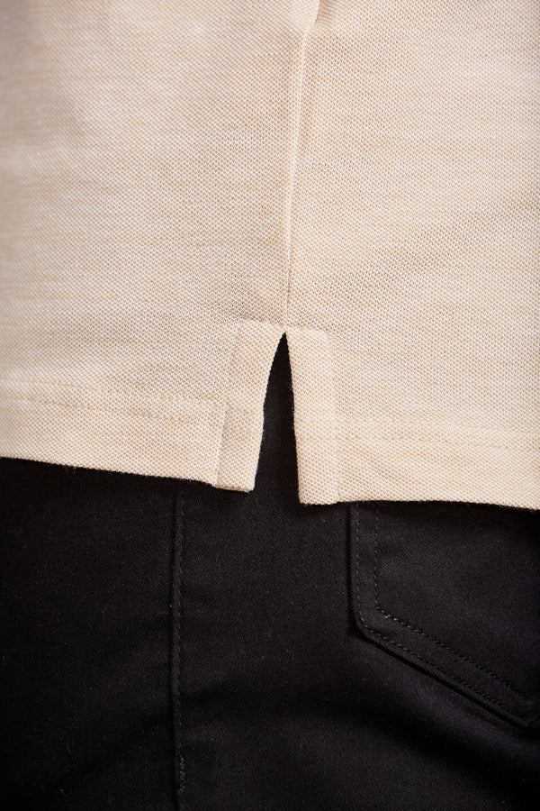 Camisa Polo Manga Longa Piquet Slim Fit - Amarelo