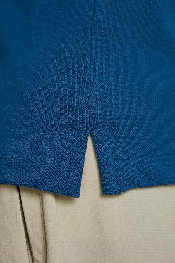 Camisa Polo Manga Longa Piquet Slim Fit - Azul