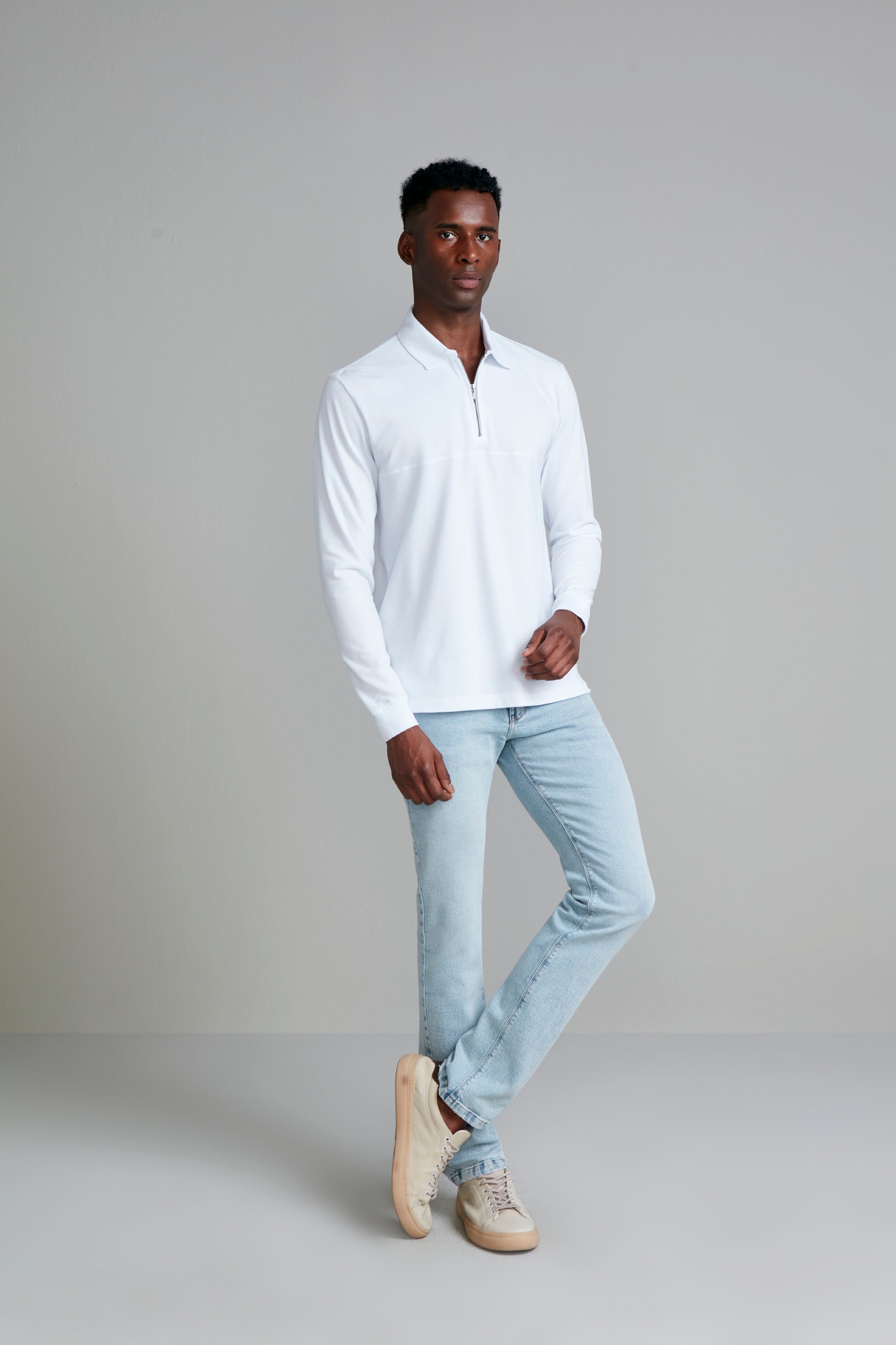 Camisa Polo Manga Longa com Zíper Piquet Comfort - Highstil – Highstil