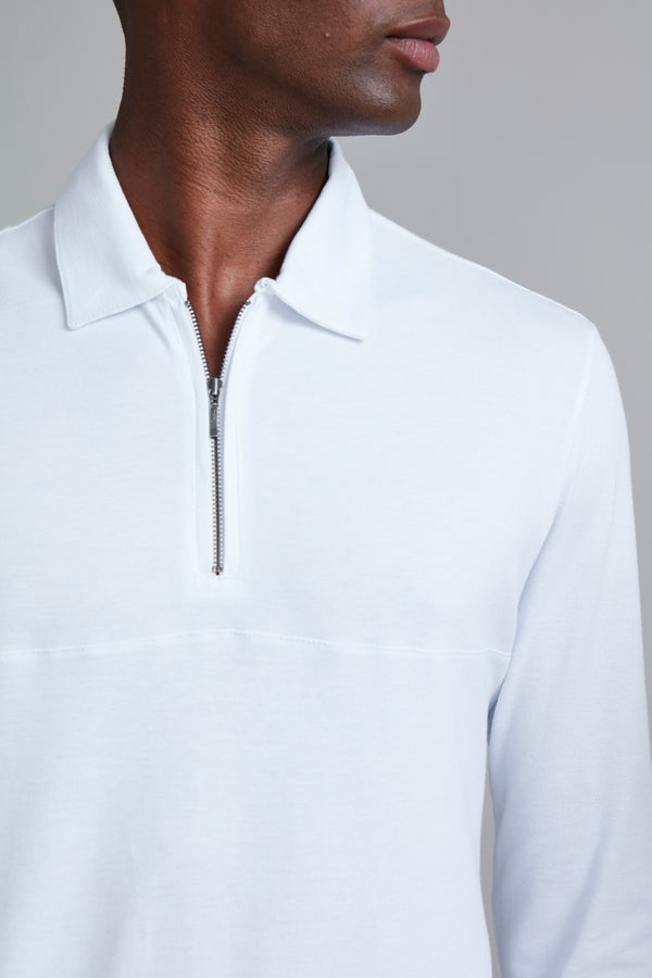 Camisa Polo Manga Longa com Zíper Piquet Comfort - Branco