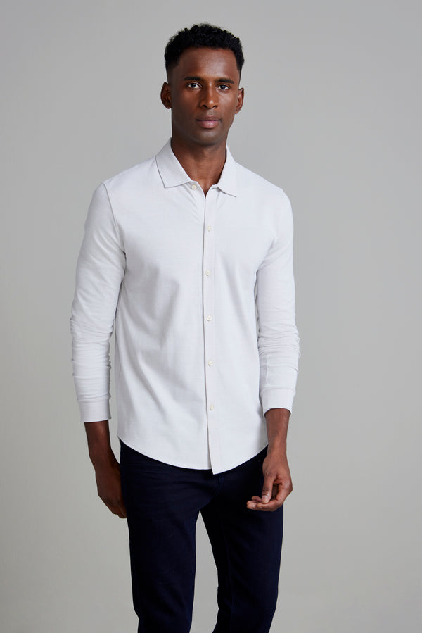 Camisa com Bolso Lisa Piquet Slim Fit - Branco