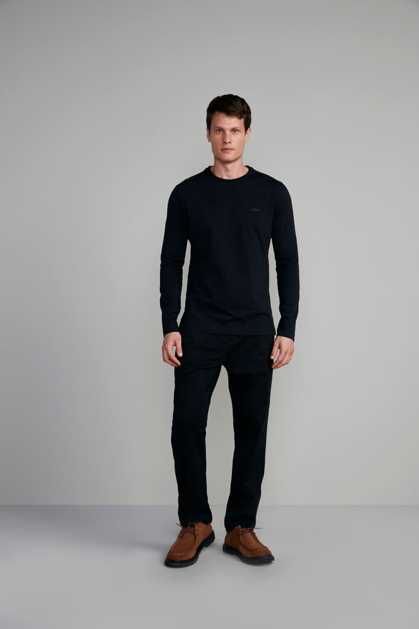 Camiseta Manga Longa Malha Slim Fit - Preto