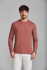 Camiseta Manga Longa Malha Slim Fit - Marrom