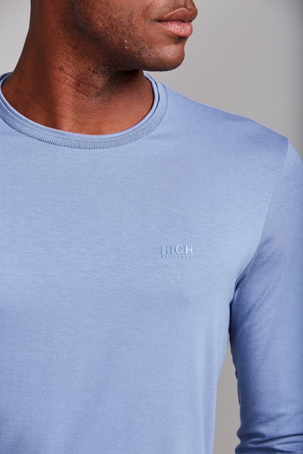 Camiseta Manga Longa Malha Slim Fit - Azul