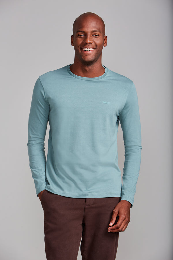 Camiseta Manga Longa Malha Slim Fit - Verde