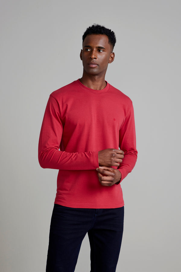 Camiseta Manga Longa Malha Comfort - Vermelho