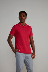 Camisa Polo com Zíper Piquet Slim Fit - Vermelho