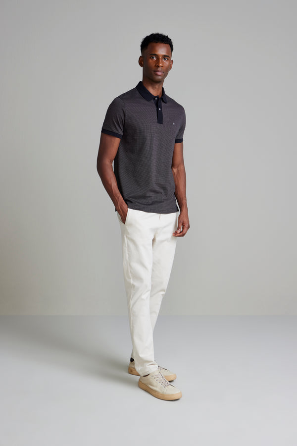 Camisa Polo Jacquard Slim Fit - Preto