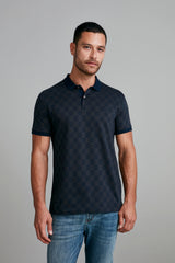 Camisa Polo Jacquard Slim Fit - Azul Marinho