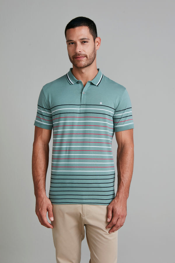 Camisa Polo Malha Slim Fit - Verde