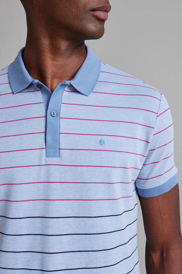 Camisa Polo Piquet Slim Fit - Azul