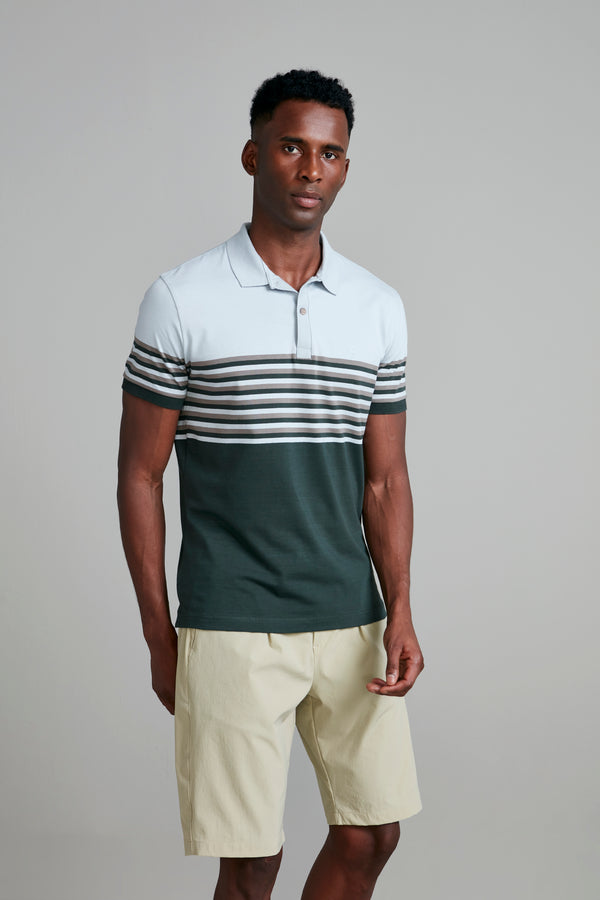 Camisa Polo Malha Slim Fit - Azul