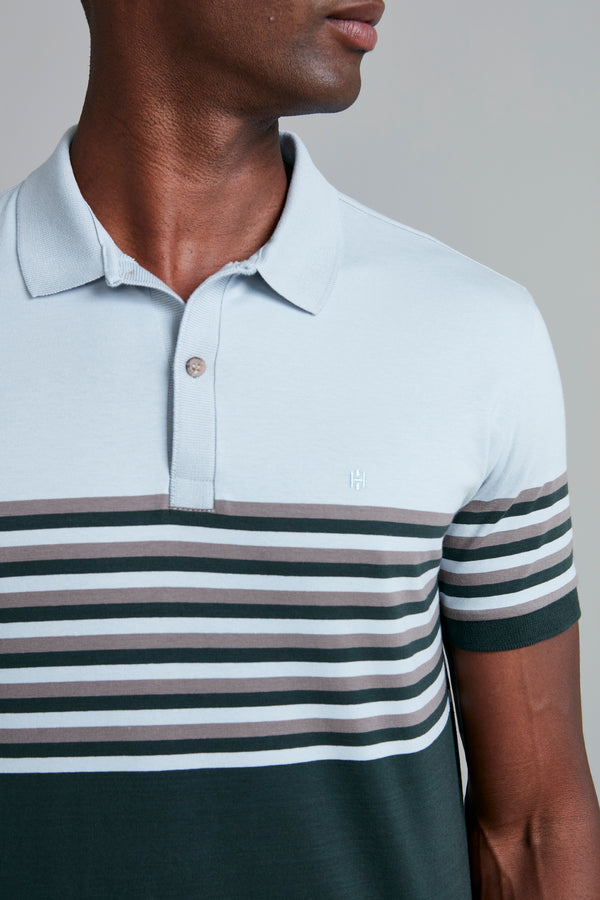 Camisa Polo Malha Slim Fit - Azul