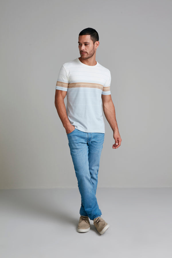 Camiseta Malha Slim Fit - Bege