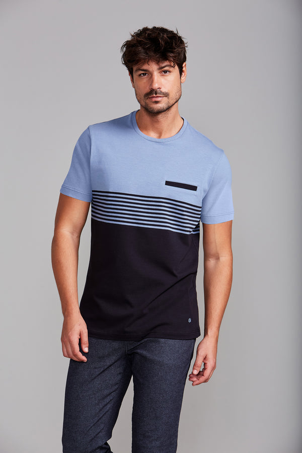 Camiseta Malha Slim Fit - Azul