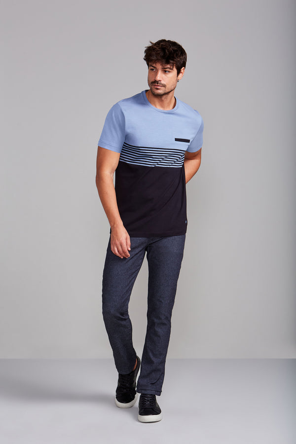 Camiseta Malha Slim Fit - Azul