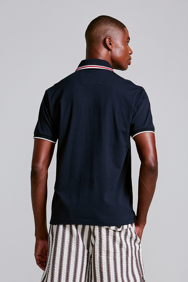 Camisa Polo com Bolso Malha Comfort - Azul Marinho