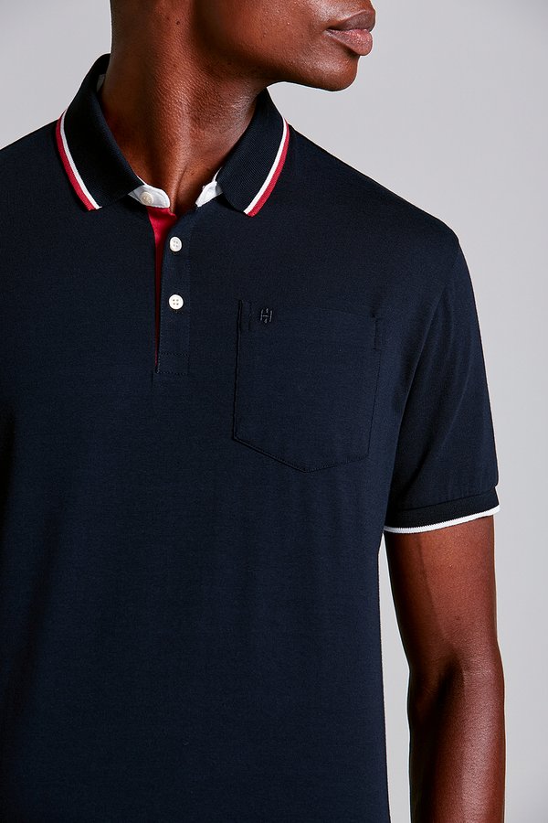 Camisa Polo com Bolso Malha Comfort - Azul Marinho