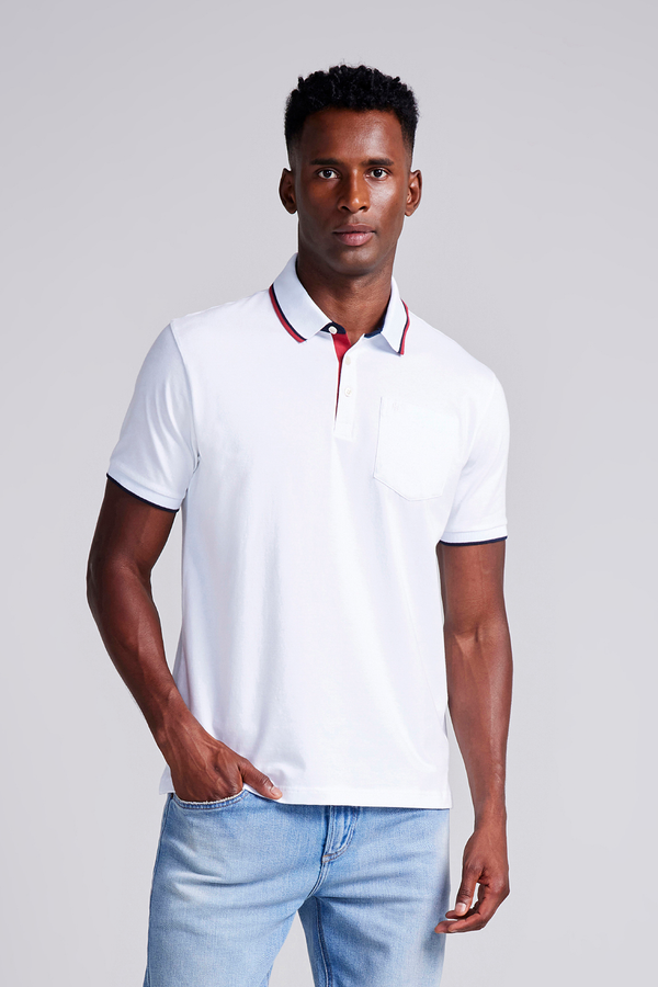 Camisa Polo com Bolso Malha Comfort - Branco