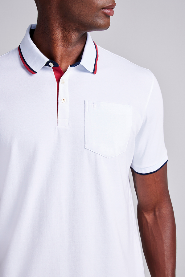 Camisa Polo com Bolso Malha Comfort - Branco