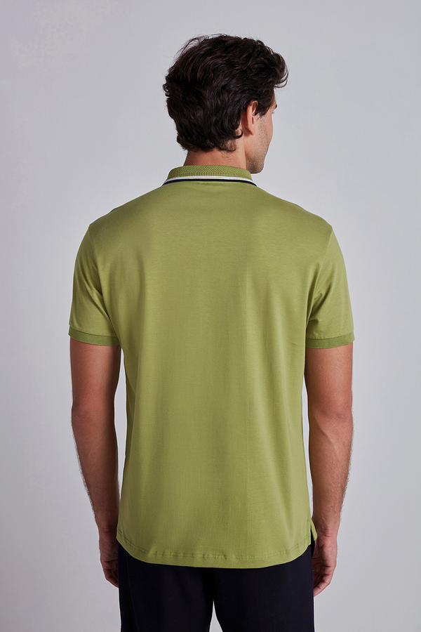 Camisa Polo com Zíper Malha Slim Fit - Verde