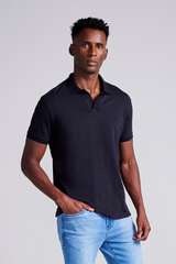 Camisa Polo Malha Slim Fit - Preto