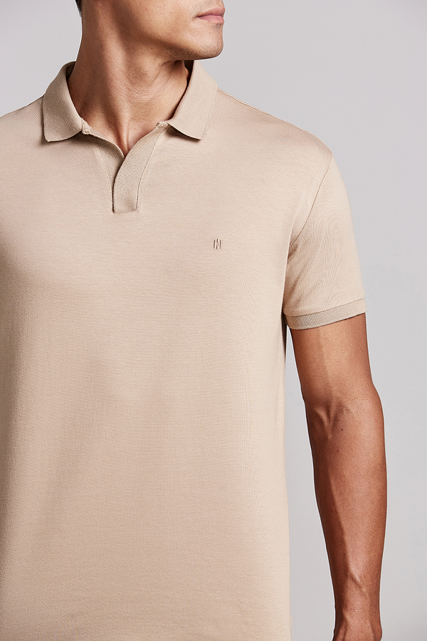 Camisa Polo Malha Slim Fit - Marrom