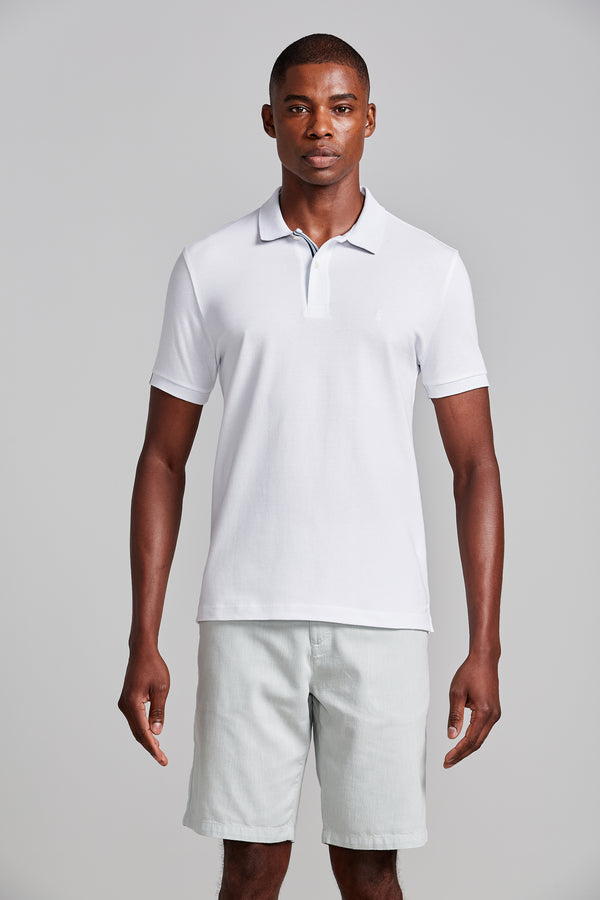Camisa Polo Piquet Slim Fit - Branco