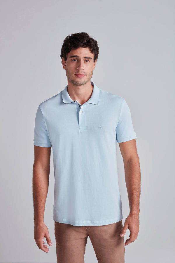 Camisa Polo Piquet Slim Fit - Azul