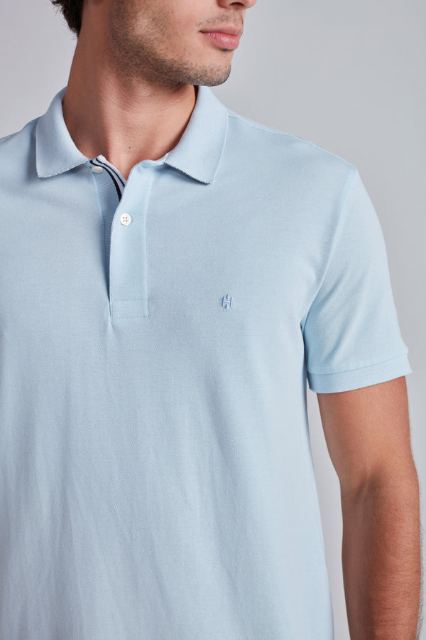 Camisa Polo Piquet Slim Fit - Azul
