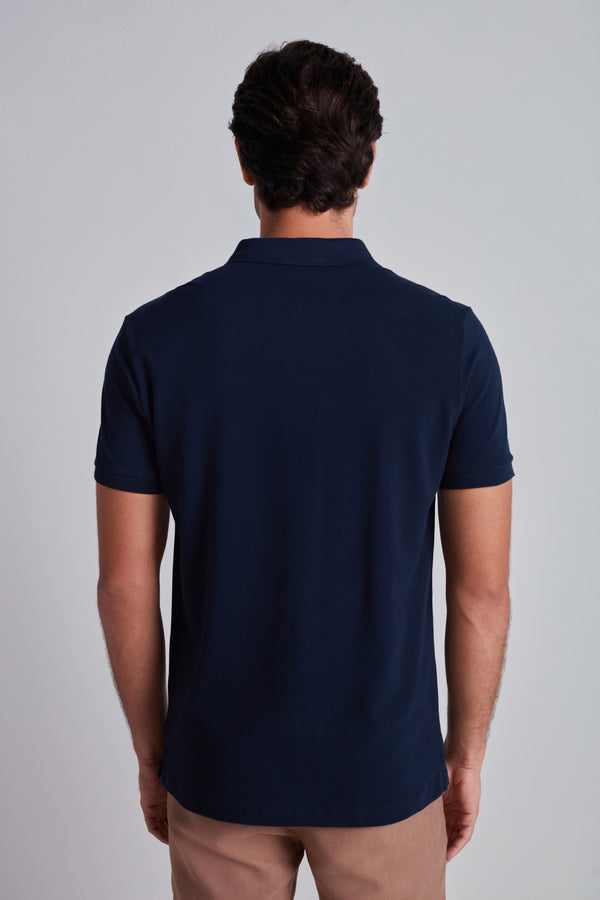 Camisa Polo Piquet Slim Fit - Azul Marinho