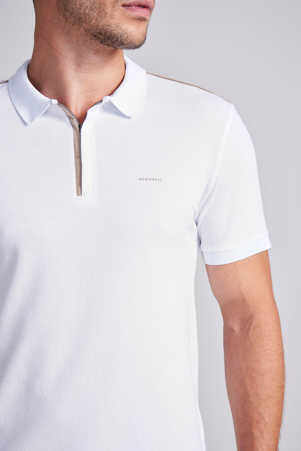 Camisa Polo Piquet Slim Fit - Branco