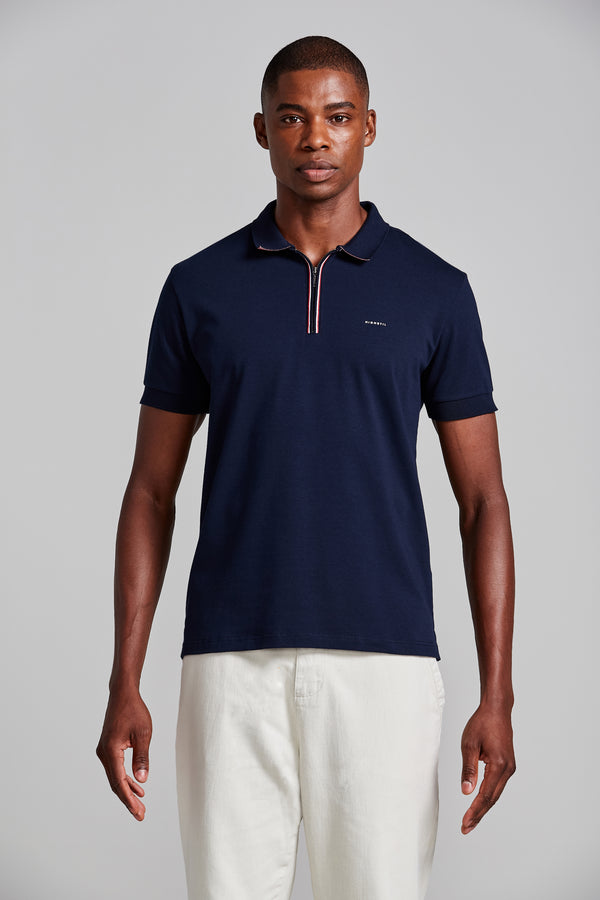Camisa Polo Malha Slim Fit - Azul Marinho