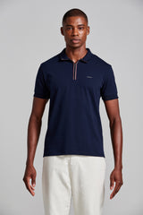 Camisa Polo Malha Slim Fit - Azul Marinho