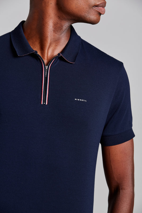 Camisa Polo Malha Slim Fit - Azul Marinho