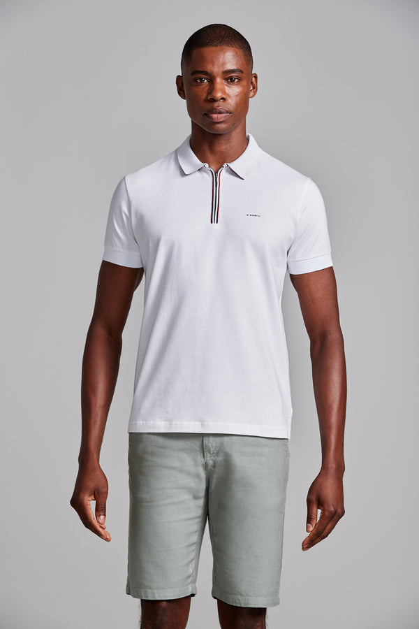 Camisa Polo Malha Slim Fit - Branco