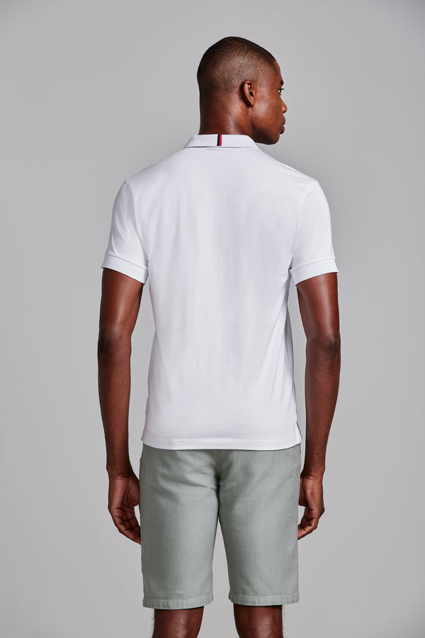 Camisa Polo Malha Slim Fit - Branco