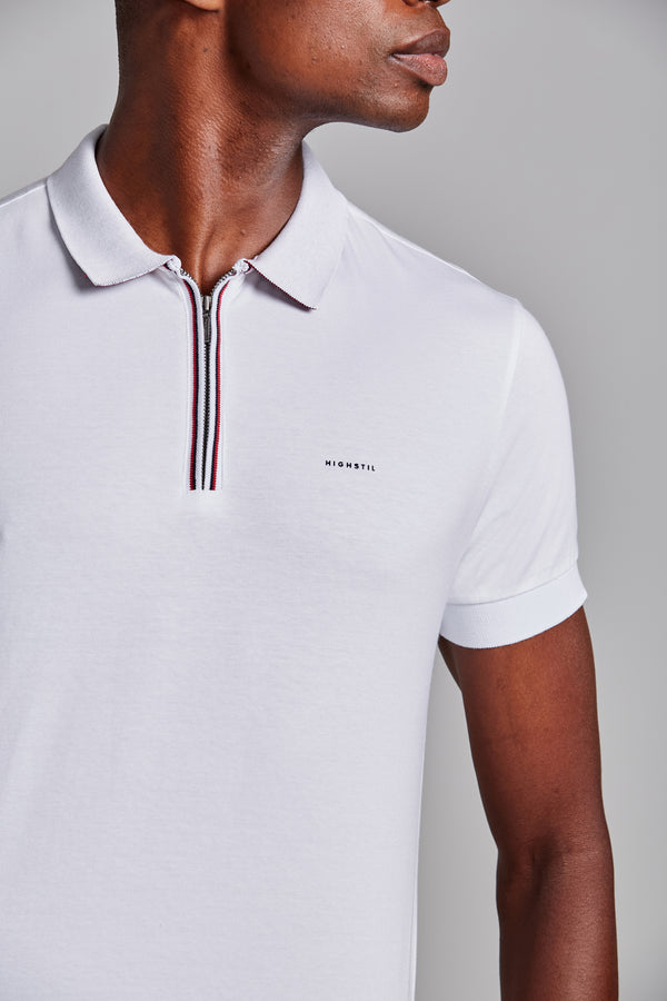 Camisa Polo Malha Slim Fit - Branco