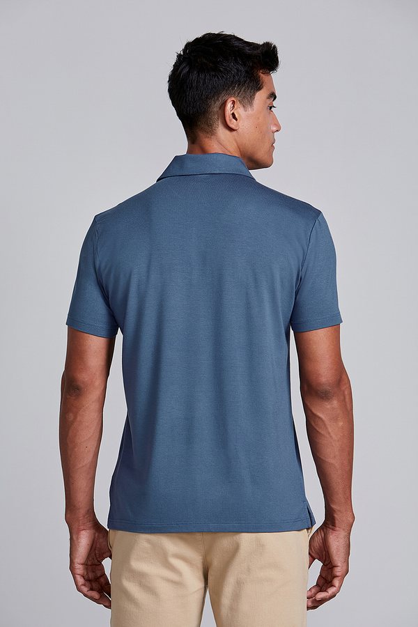 Camisa Polo Slim Fit - Azul