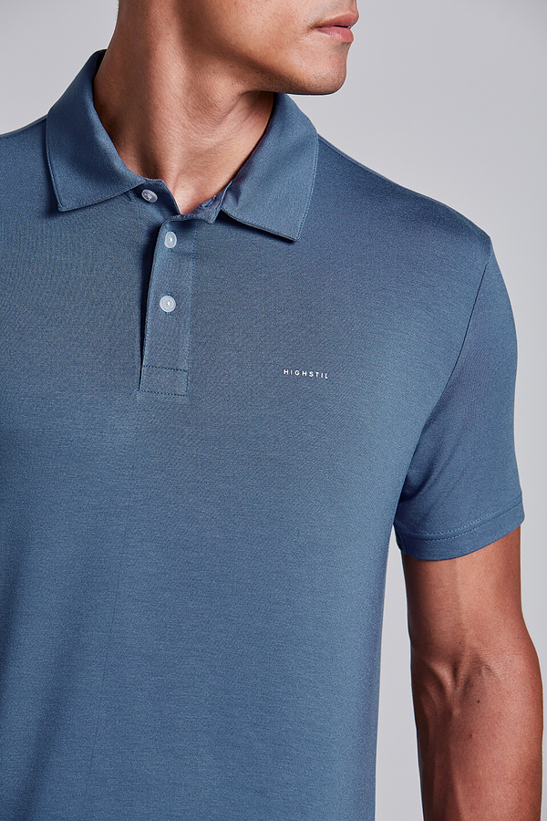 Camisa Polo Slim Fit - Azul