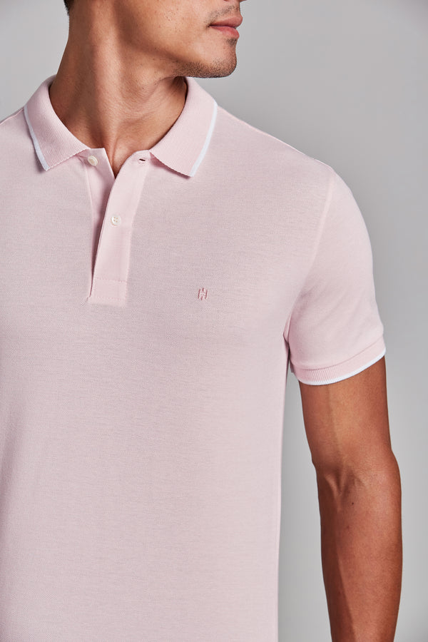 Camisa Polo Piquet Slim Fit - Rosa